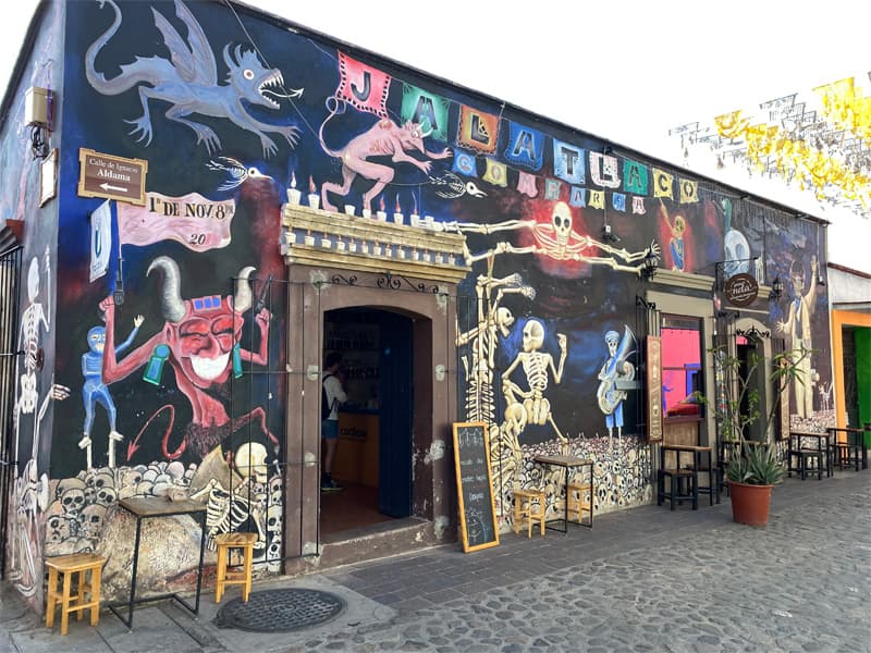 Oaxaca City Street Art - Jalatlaco - Cafe wall