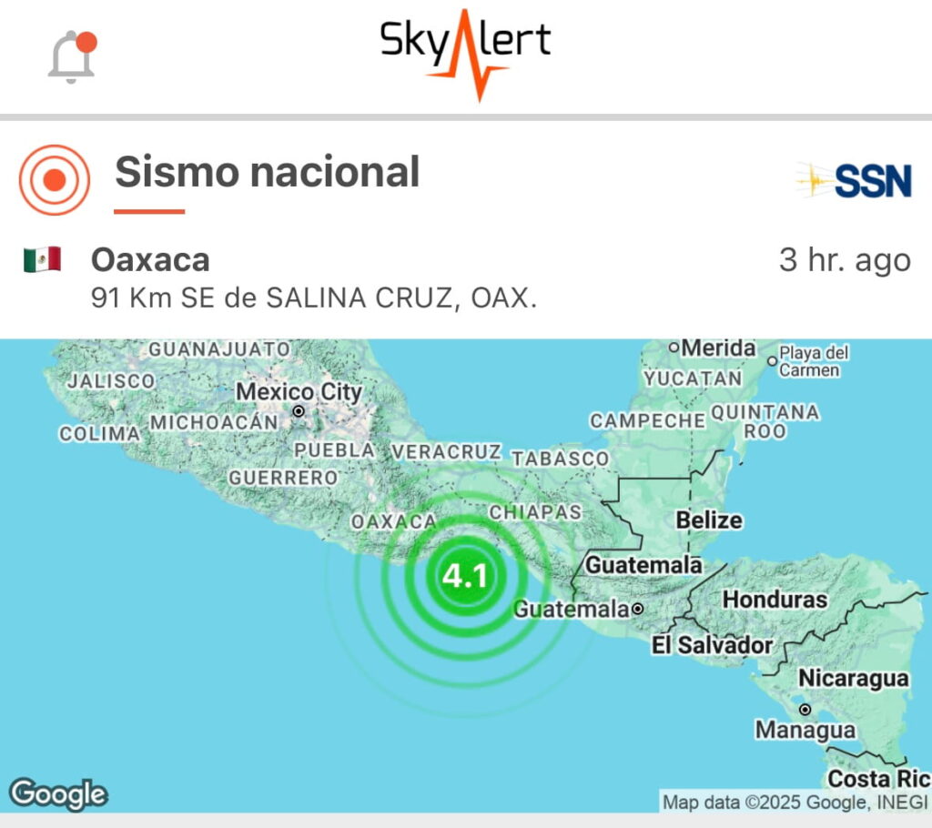 Earthquake app SkyAlert Oaxaca, Mexico