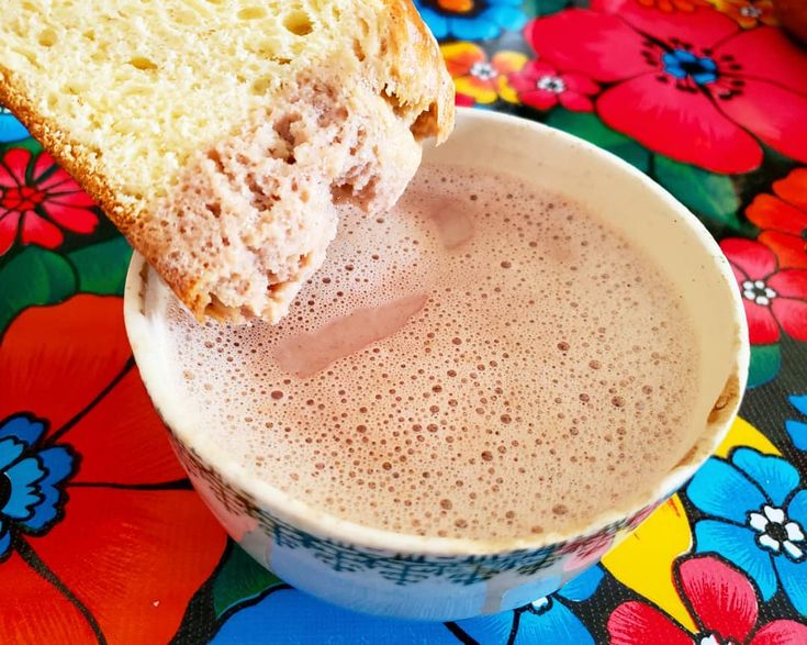 Oaxaca chocolate hot drink with pan de Yema