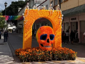 Oaxaca City Day of the Dead Skull decorations flowers