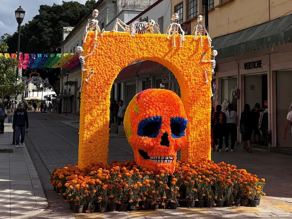 Oaxaca City Day of the Dead Skull decorations flowers