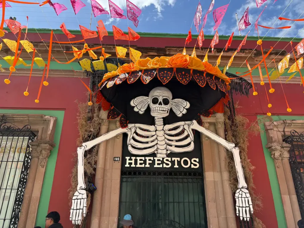Oaxaca City Day of the Dead street decorations - Shop front
